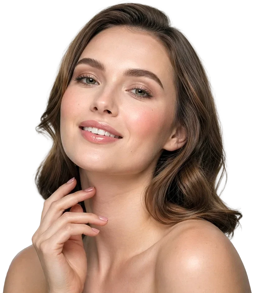 A confident woman showcasing her voluminous curly hair inside the luxurious Unique Beauty & Style salon in Perth.